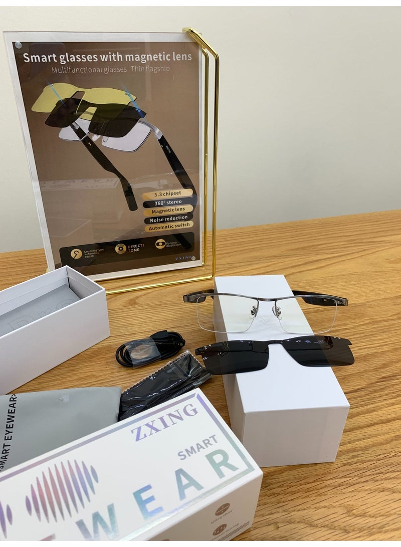 ZXING Smart Audio Glasses Italian Design Frame Dual Open Ear Speakers Bluetooth AI Voice Assistant Magnetic Charging Waterproof IPX4 Music Calls Night Driving Anti Glare 2026 Tech Gift - Image 3