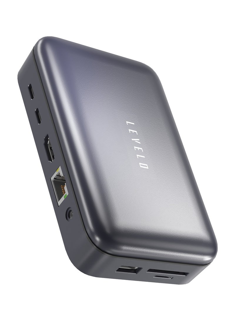 LEVELO 10in1 Storage Dock Station with Versa Port and USB-C / Variety of Connection / Sim Card Tool Set - Grey - Image 1