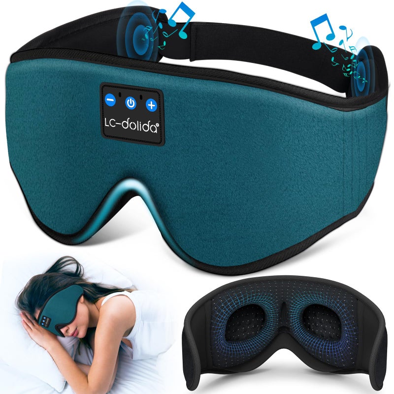 Sleep Mask with Bluetooth HeadphonesLCdolida Sleep Headphones Bluetooth Sleep Mask 3D Sleeping Headphones for Side Sleepers Best Gift and Travel Essential Blue