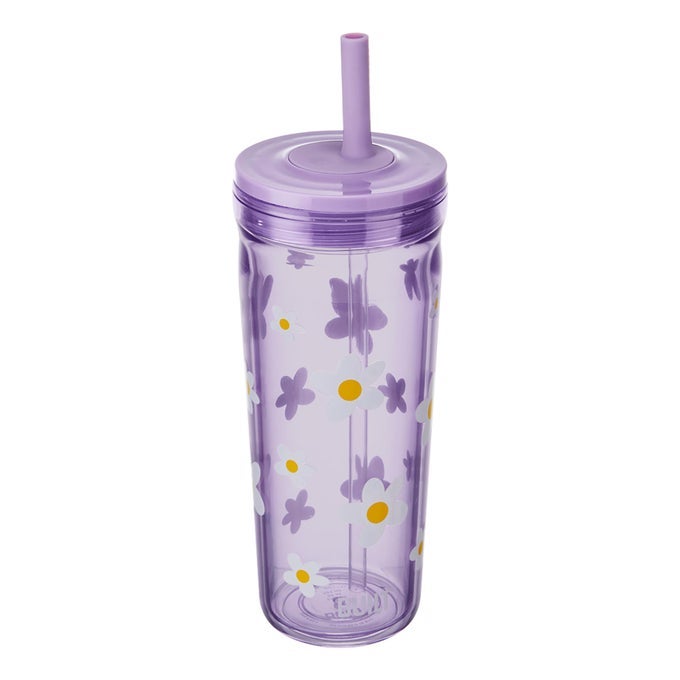 20 FLUID OUNCE ACRYLIC STRAW SEAL BEDFORD TUMBLER LEAKPROOF WILD LAVENDER DAISY