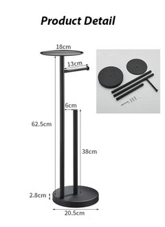 Generic Toilet Paper Holder Stand with Phone Shelf Bathroom Toliet Decor Decoration Tissue Paper Roll Holder Free Standing Storage for Bathroom Floor Standing Toilet Roll Dispenser(Black)  - Image 2