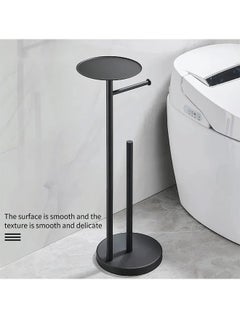 Generic Toilet Paper Holder Stand with Phone Shelf Bathroom Toliet Decor Decoration Tissue Paper Roll Holder Free Standing Storage for Bathroom Floor Standing Toilet Roll Dispenser(Black)  - Image 4