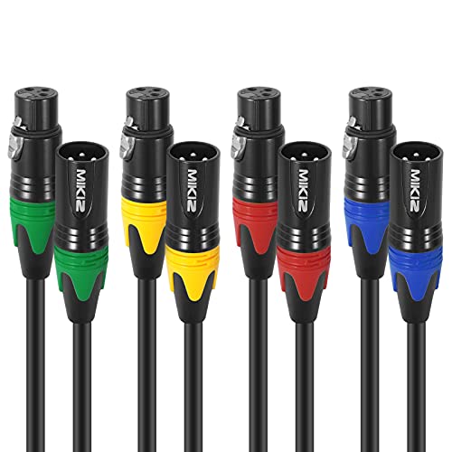 MIKIZ XLR Microphone Cables 6 Feet 4 Pack - Pro Balanced 3-Pin XLR Male to Female Audio Cables - Image 1