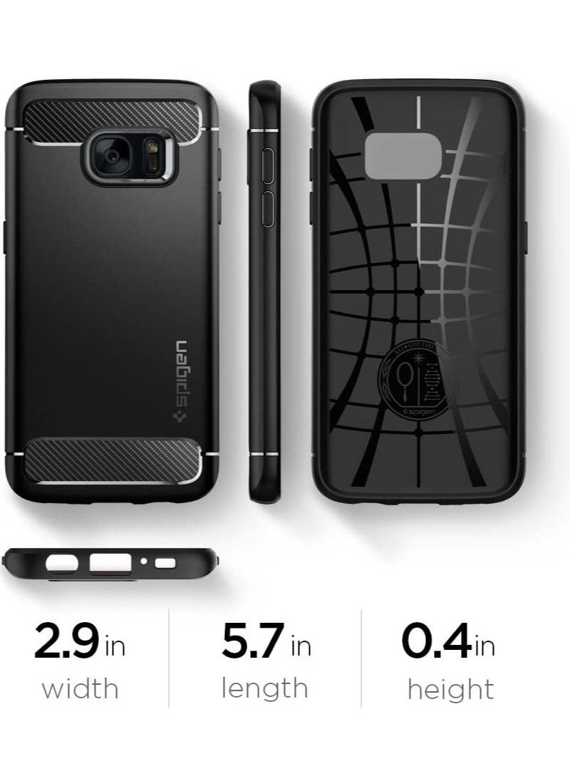 Spigen - Rugged Armor Samsung Galaxy S7 Case with Resilient Shock Absorption and Carbon Fiber Design for Samsung Galaxy S7 2016 - Black - Image 1