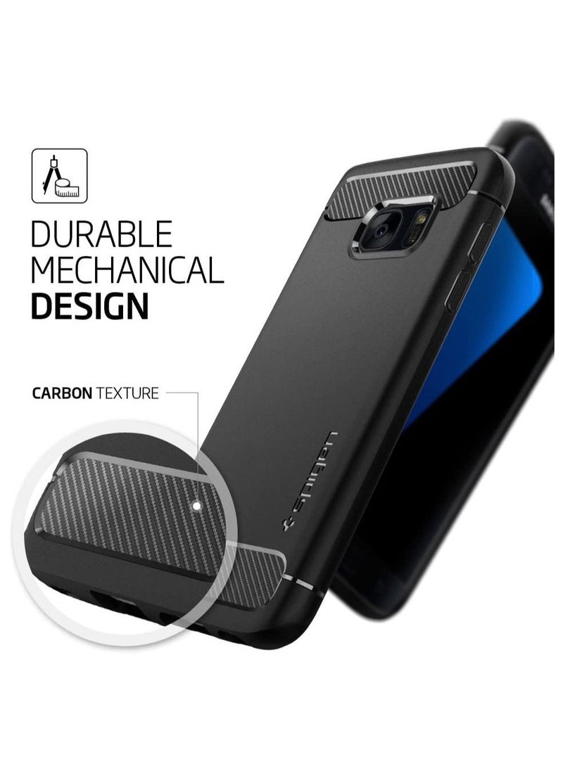 Spigen - Rugged Armor Samsung Galaxy S7 Case with Resilient Shock Absorption and Carbon Fiber Design for Samsung Galaxy S7 2016 - Black - Image 1