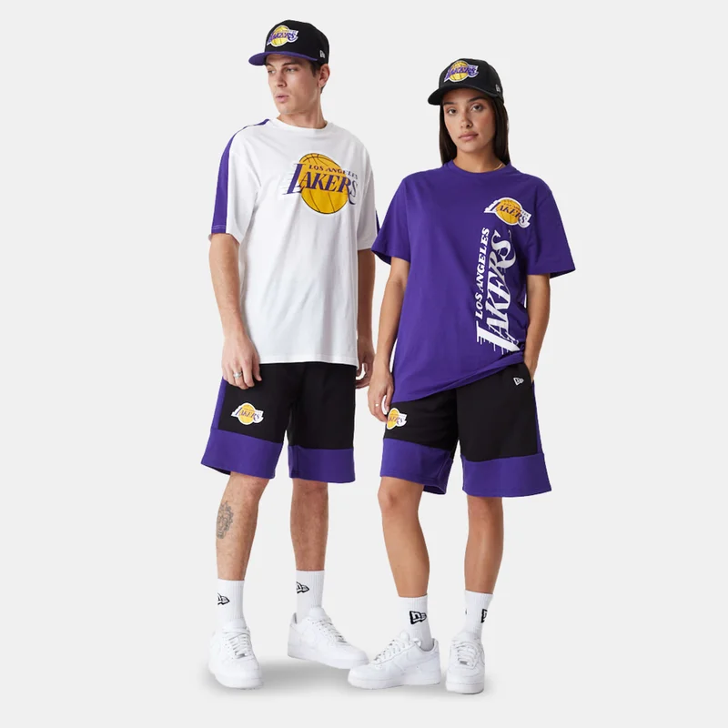 NEW ERA Black Men's NBA Los Angeles Lakers Colourblock Shorts for Men | Best Price UAE