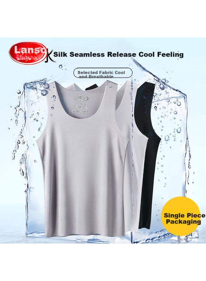 LANG SHA Langsha Children's Tank Top, Boys' Youth Summer Thin Seamless Ice Silk Cool Vest, High School Students' Inner Layer Undershirt - Image 1