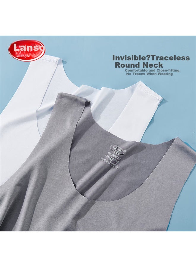 LANG SHA Langsha Children's Tank Top, Boys' Youth Summer Thin Seamless Ice Silk Cool Vest, High School Students' Inner Layer Undershirt - Image 2