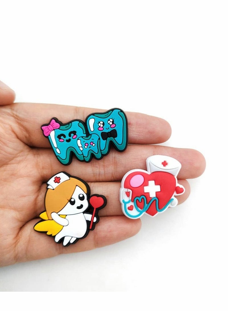 KASTWAVE Shoe Charms for Crocs, 20 Pcs lovely Croc Charms Jibbits Decoration, PVC Nurse Stethoscope Shoes Decorations for Adults Women Men, Doctor Care Personnel Gifts Party Favor - Image 2