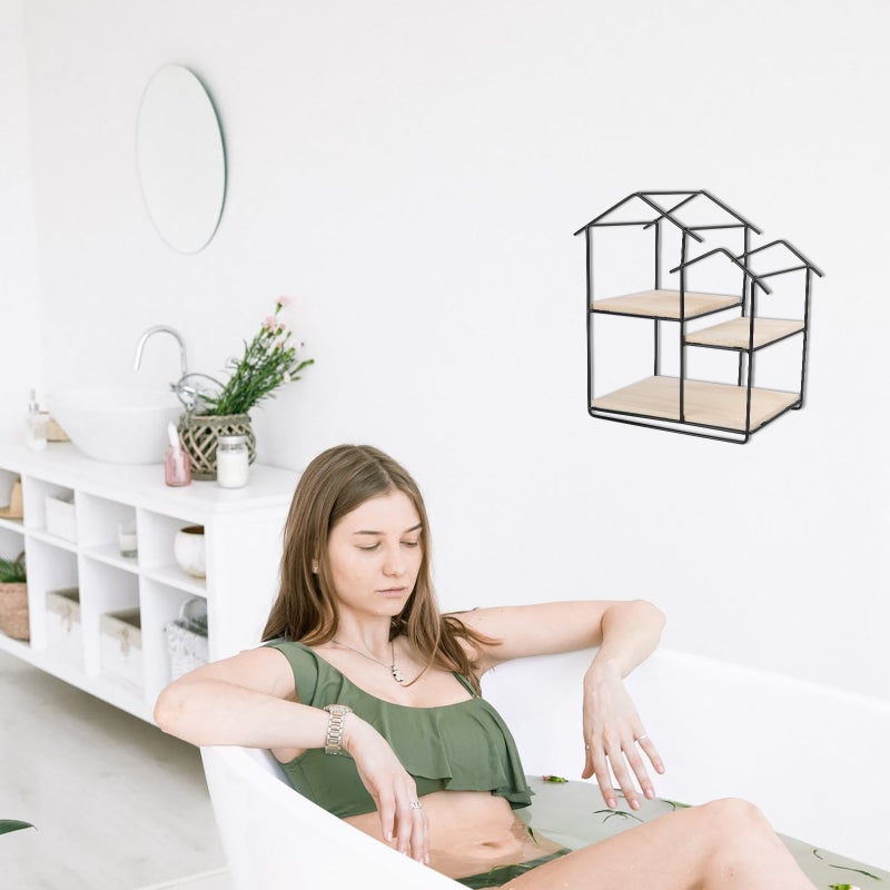 2 pcs Wood Wall Shelf Nordic Style Storage Shelf Wall Stand - Image 2