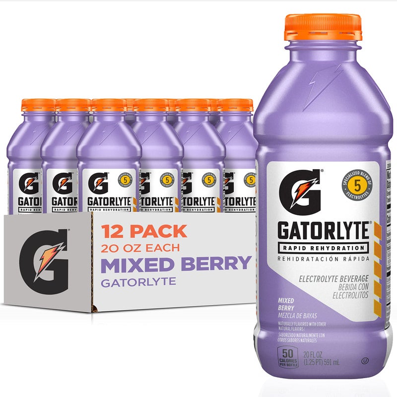 Gatorade Rapid Rehydration Electrolyte Beverage, Mixed Berry, 20oz Bottles (12 Pack)