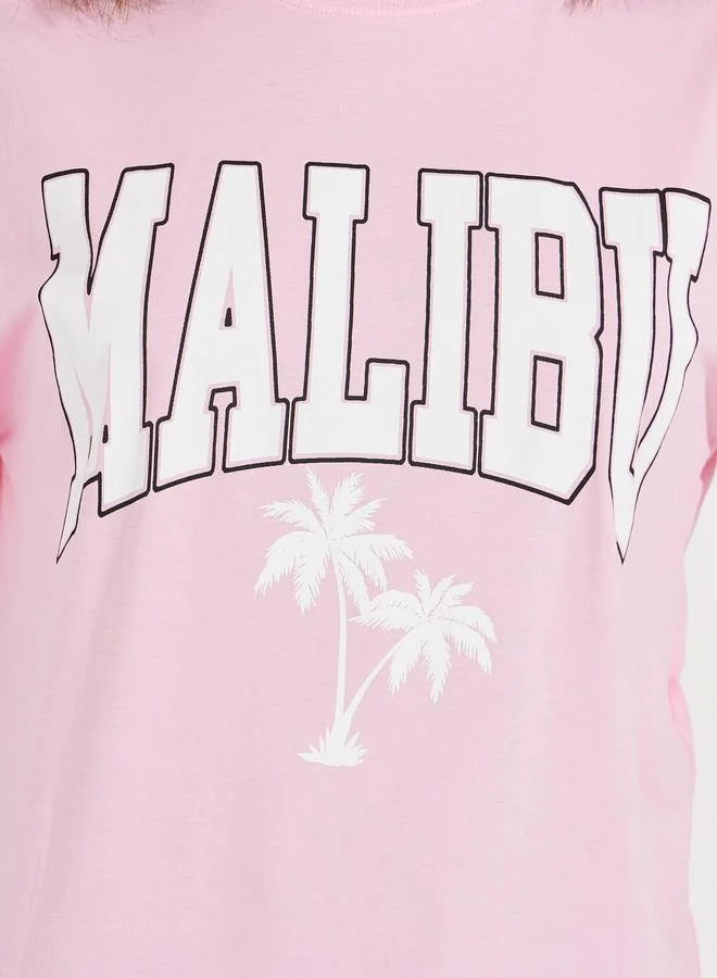 Styli Oversized Malibu Graphic Short Sleeve T-Shirt