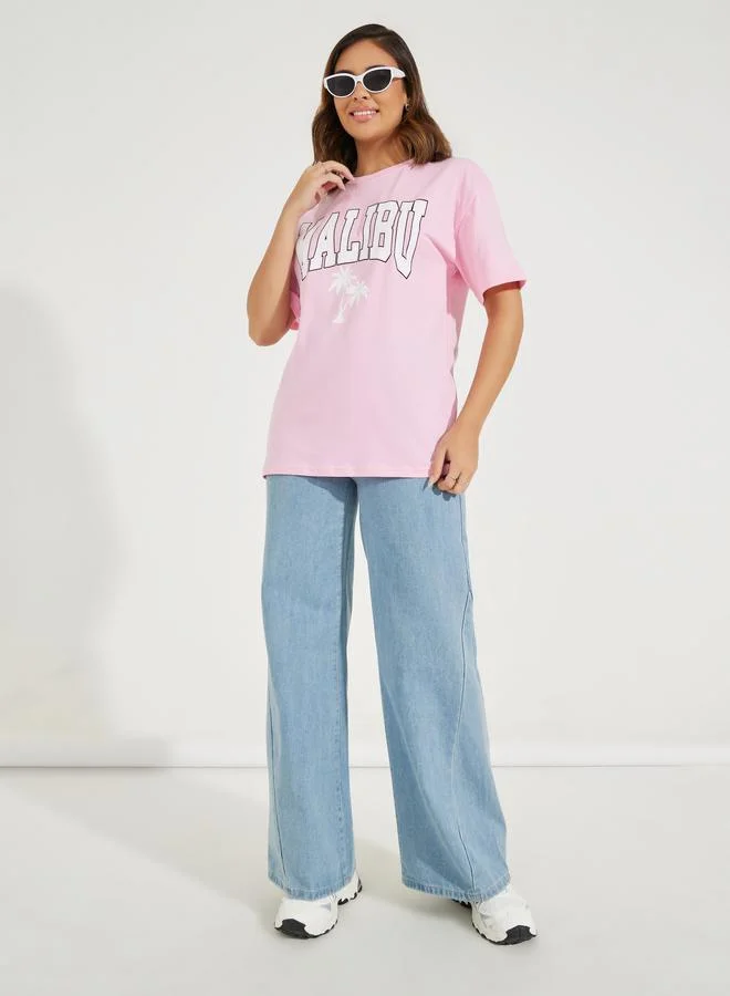 Styli Oversized Malibu Graphic Short Sleeve T-Shirt