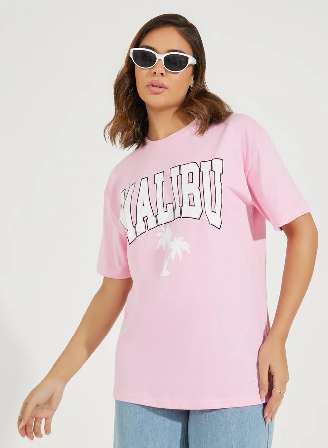 Styli Oversized Malibu Graphic Short Sleeve T-Shirt