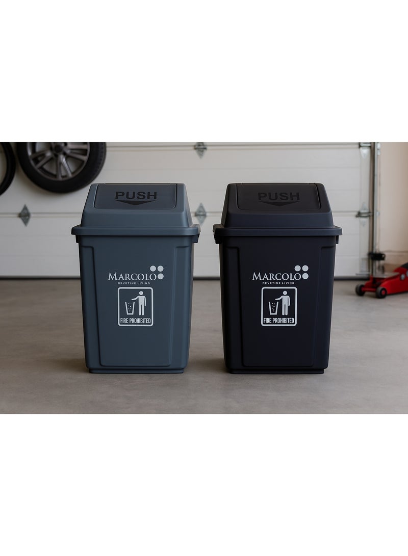 ماركولو سلة نفايات بغطاء دفع - ٦٠ لتر | سلة نفايات باللون الأسود للاستخدام الداخلي والخارجي - Image 5