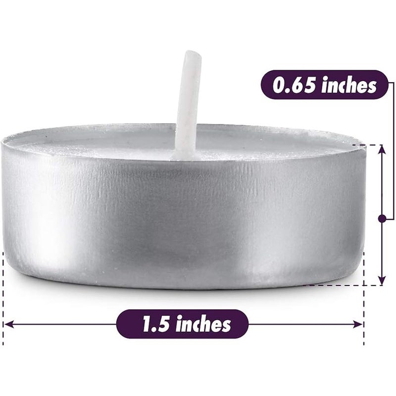 مونتوباك شمعة Tealight غير المعطرة من MontoPack عبوة من 125 قطعة | شمع مضغوط من البارافين، بدون دخان، حرق يدوم طويلاً | لديكور المنزل، قطع تزيين الطاولة، حفلات أعياد الميلاد، الكريسماس وحمام السباحة - Image 5