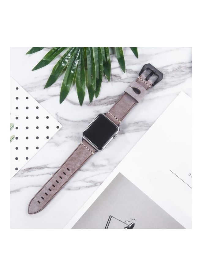 NIBEMINENT Fog Wax Texture Leather Strap for Apple Watch Series 7/6/SE/5/4/3/2/1 38/40/41mm Coffee - Image 1