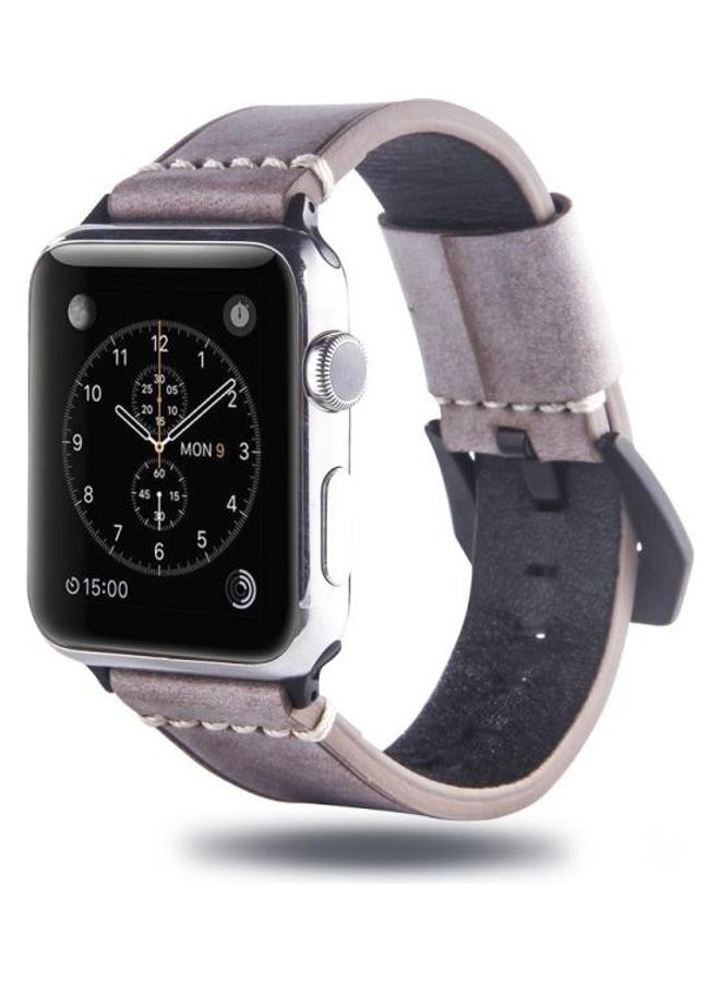 NIBEMINENT Fog Wax Texture Leather Strap for Apple Watch Series 7/6/SE/5/4/3/2/1 38/40/41mm Coffee - Image 4
