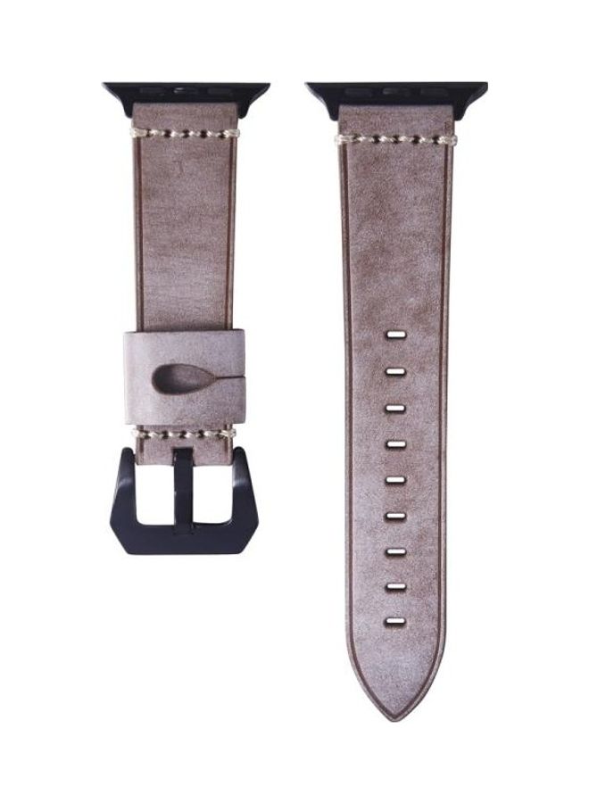 NIBEMINENT Fog Wax Texture Leather Strap for Apple Watch Series 7/6/SE/5/4/3/2/1 38/40/41mm Coffee - Image 2