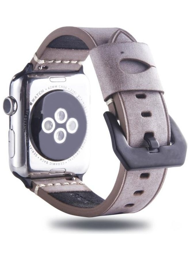 NIBEMINENT Fog Wax Texture Leather Strap for Apple Watch Series 7/6/SE/5/4/3/2/1 38/40/41mm Coffee - Image 3