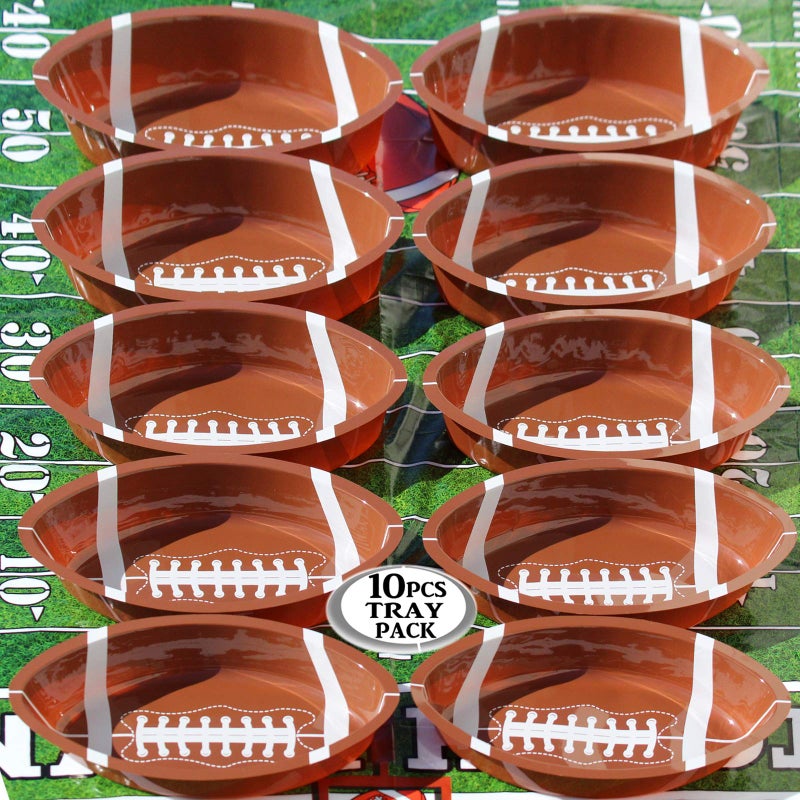 Anapoliz Anapoliz Football Serving Trays | 10 Pcs Plastic Football Snack Trays | Game Day Football Serveware | Tailgate Party Serving Platter | Football Party Decorations | Reusable Big Game Chip Trays - Image 5