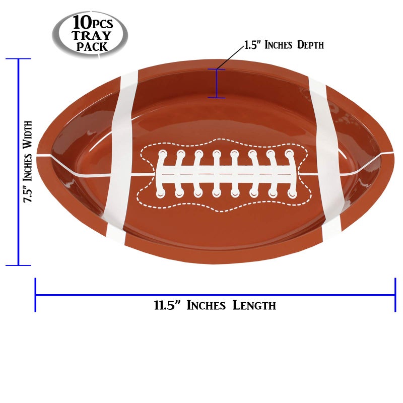 Anapoliz Anapoliz Football Serving Trays | 10 Pcs Plastic Football Snack Trays | Game Day Football Serveware | Tailgate Party Serving Platter | Football Party Decorations | Reusable Big Game Chip Trays - Image 4