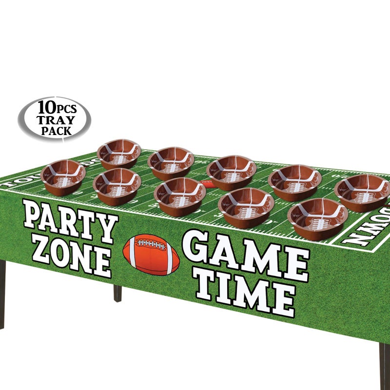 Anapoliz Anapoliz Football Serving Trays | 10 Pcs Plastic Football Snack Trays | Game Day Football Serveware | Tailgate Party Serving Platter | Football Party Decorations | Reusable Big Game Chip Trays - Image 2