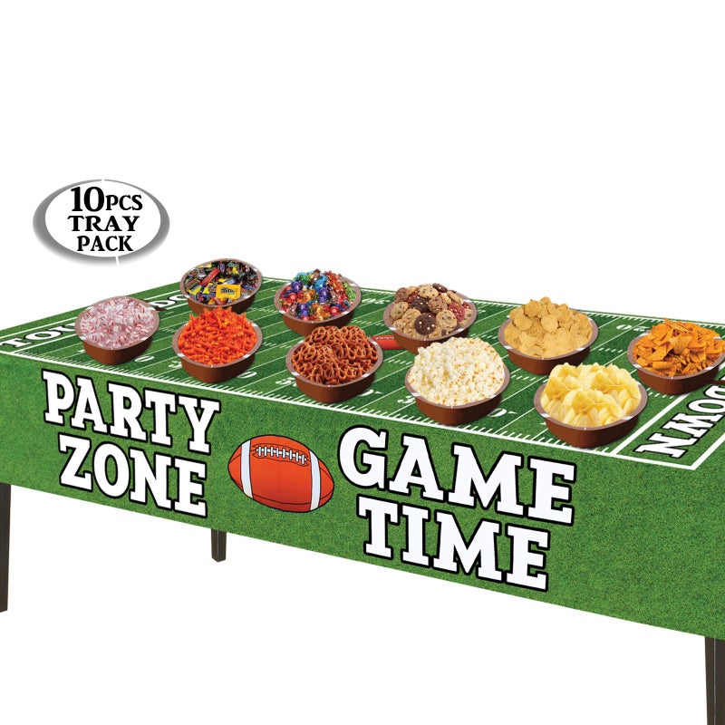 Anapoliz Anapoliz Football Serving Trays | 10 Pcs Plastic Football Snack Trays | Game Day Football Serveware | Tailgate Party Serving Platter | Football Party Decorations | Reusable Big Game Chip Trays - Image 3