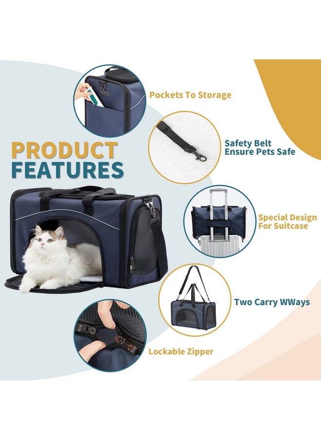 Petsfit Tsa Approved Pet Carrier For Small Cats Dogs,TwoWay Placement Cat Carrier For Cat Small Animals, With Removable Soft Padding On 2 Sides, 19 X 9 X 12 Inches, Navy  - Image 4