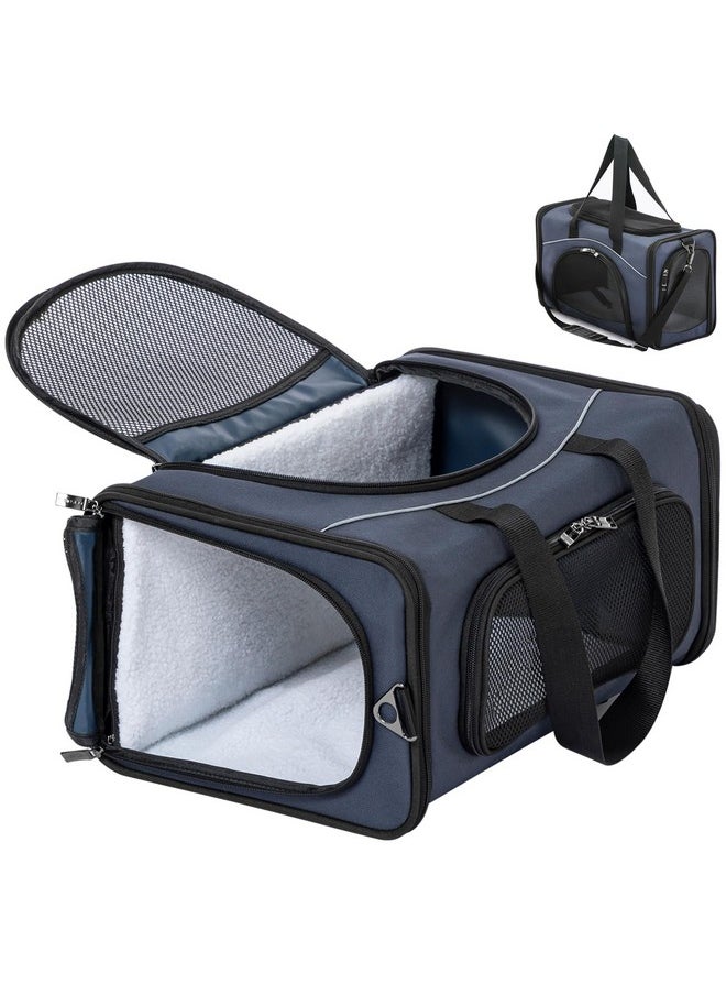 Petsfit Tsa Approved Pet Carrier For Small Cats Dogs,TwoWay Placement Cat Carrier For Cat Small Animals, With Removable Soft Padding On 2 Sides, 19 X 9 X 12 Inches, Navy  - Image 1