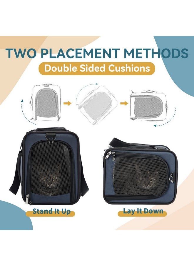 Petsfit Tsa Approved Pet Carrier For Small Cats Dogs,TwoWay Placement Cat Carrier For Cat Small Animals, With Removable Soft Padding On 2 Sides, 19 X 9 X 12 Inches, Navy  - Image 2