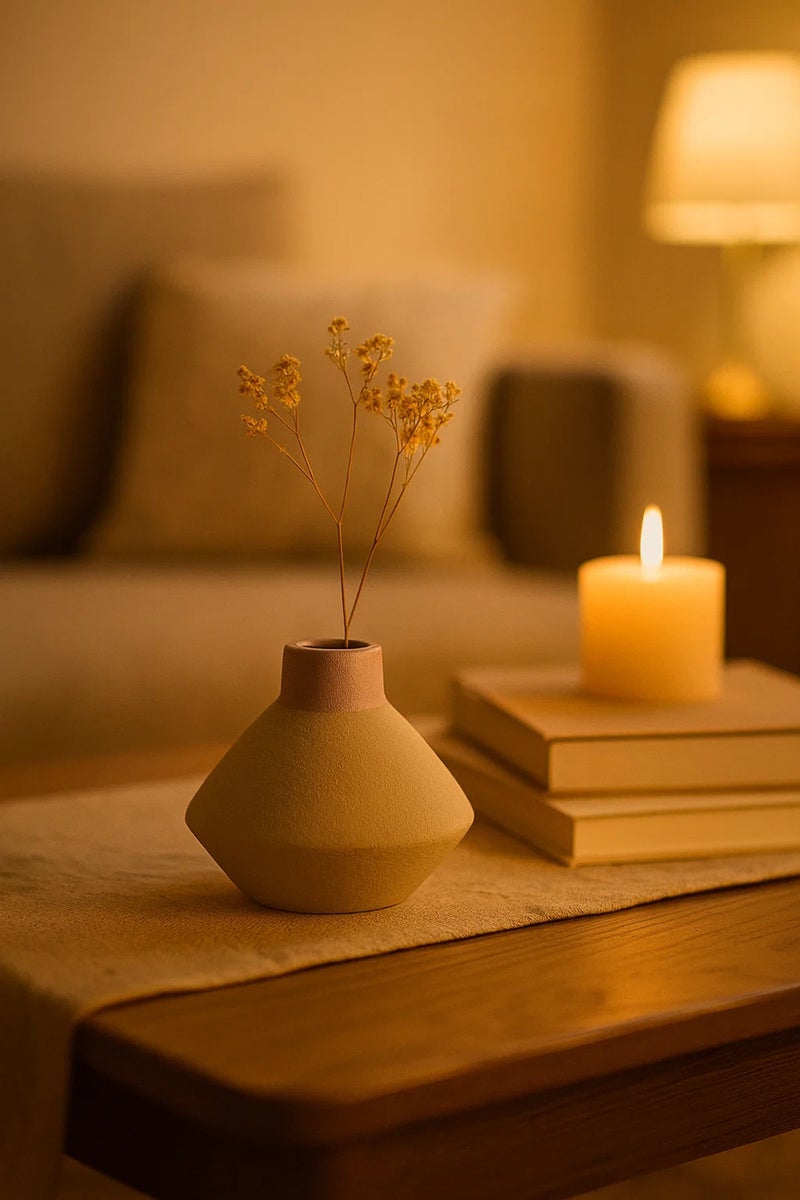 ماريا هومز مزهرية حديثة من الخزف الرمادي والوردي – أصيص زهور مزخرف بسيط لديكور المنزل والمكتب - Image 2