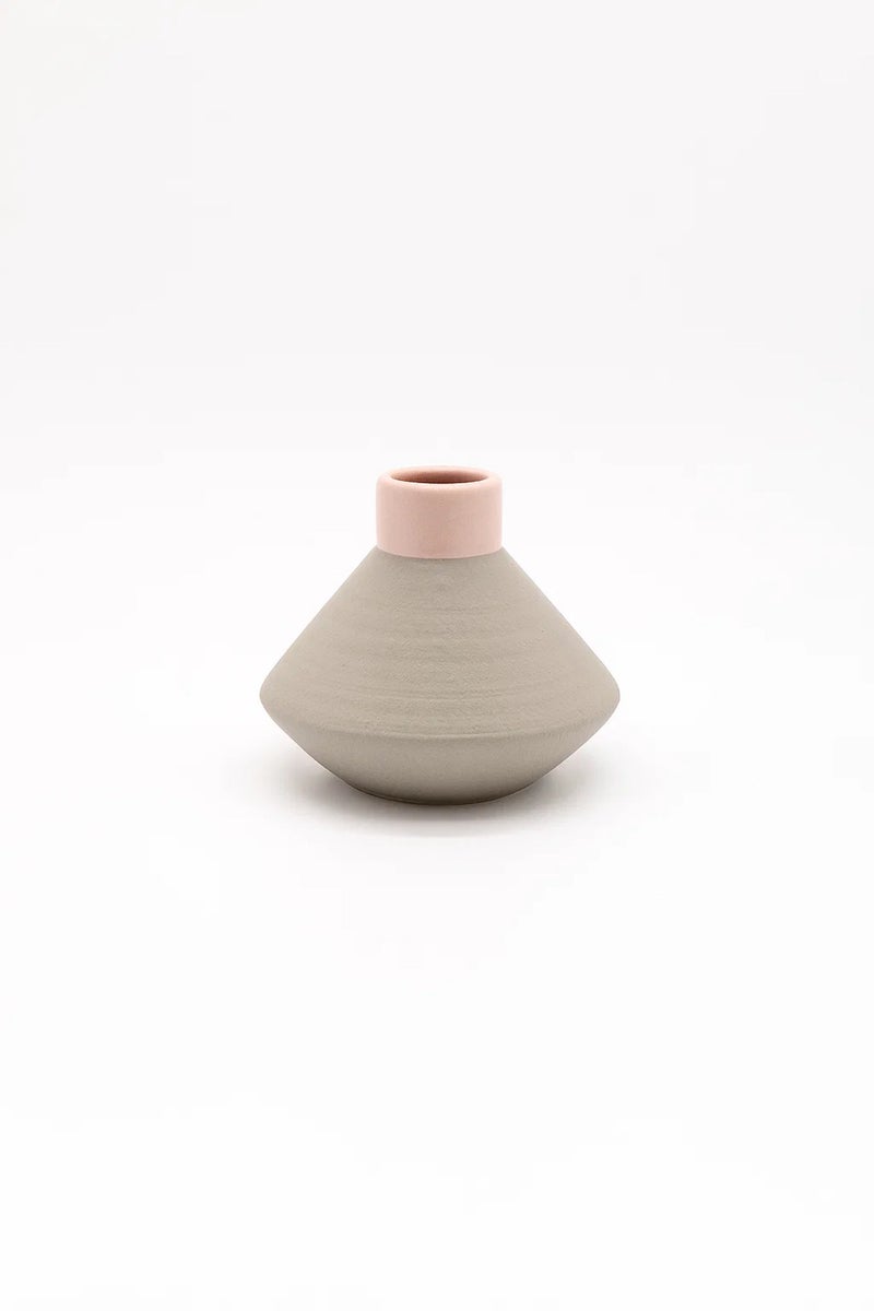 ماريا هومز مزهرية حديثة من الخزف الرمادي والوردي – أصيص زهور مزخرف بسيط لديكور المنزل والمكتب - Image 4