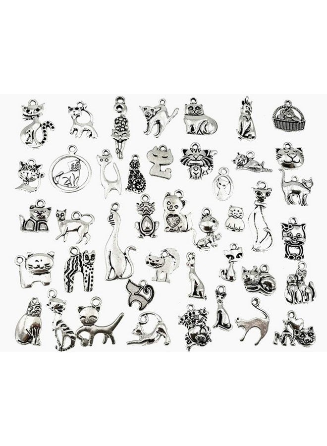 Kinteshun Assorted Cats Pet Charm Pendant For Diy Jewelry Making Accessaries(42Pcs,Antique Silver) - Image 5