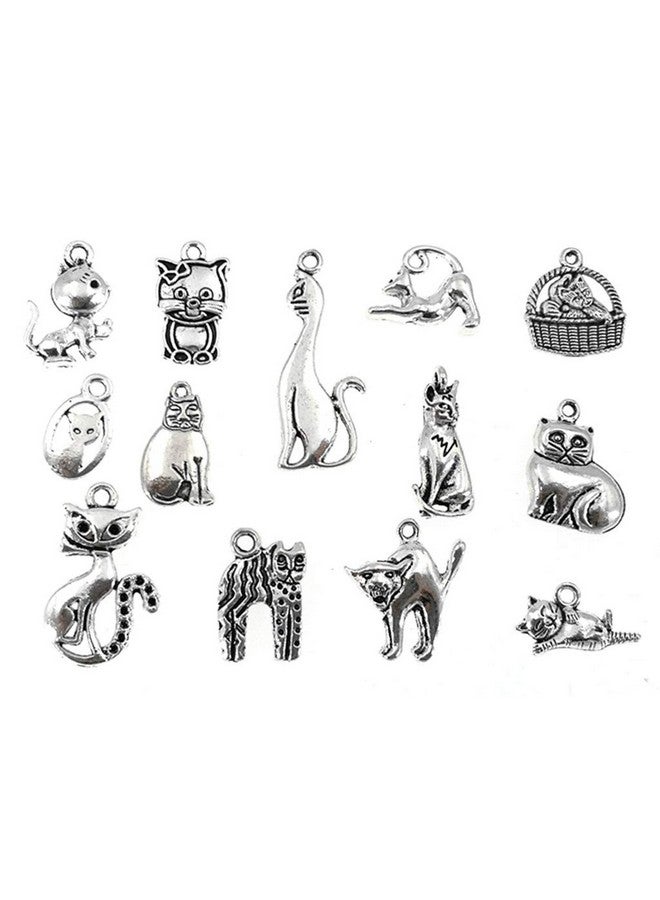 Kinteshun Assorted Cats Pet Charm Pendant For Diy Jewelry Making Accessaries(42Pcs,Antique Silver) - Image 3
