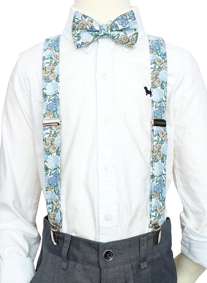 ZENXUS Floral Cotton Suspenders and Pre-tied Bow Tie Set for School Boys and Kids - Image 3