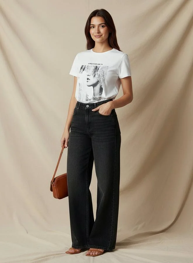 Lee Cooper Lee Cooper Wide Leg Flexi Waist Jeans