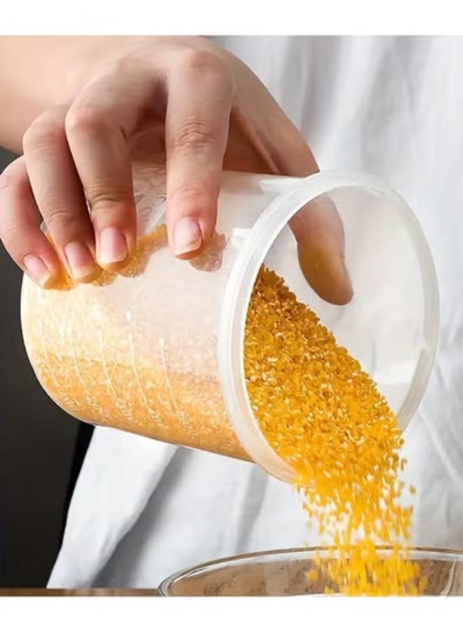 كلناميان مجموعة من 3 حاويات تخزين طعام دائرية محكمة الغلق سعة 1500 مل مع غطاء قلاب - موزع حبوب بلاستيكي قابل لإعادة الاستخدام لتنظيم المطبخ - مثالي للحبوب والأطعمة المتنوعة - Image 3