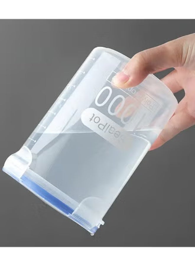 كلناميان مجموعة من 3 حاويات تخزين طعام دائرية محكمة الغلق سعة 1500 مل مع غطاء قلاب - موزع حبوب بلاستيكي قابل لإعادة الاستخدام لتنظيم المطبخ - مثالي للحبوب والأطعمة المتنوعة - Image 4