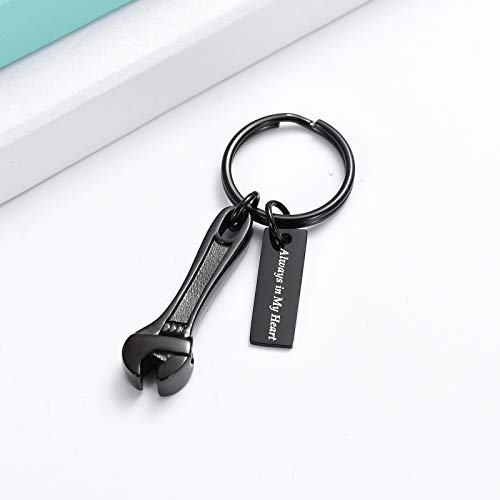 shajwo Cremation Jewelry Wrench Urn Keychain for Ashes Memorial Keepsake Urns for Human Ashes Keyring,Keychain-Black（1.25“0.39”） - Image 3