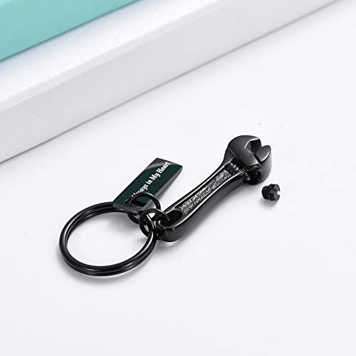 shajwo Cremation Jewelry Wrench Urn Keychain for Ashes Memorial Keepsake Urns for Human Ashes Keyring,Keychain-Black（1.25“0.39”） - Image 5