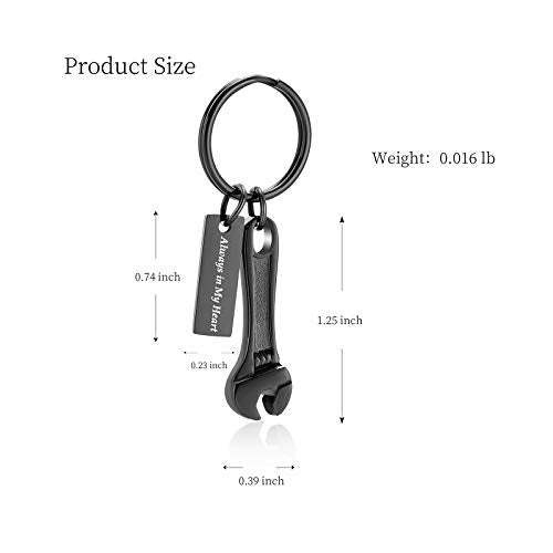 shajwo Cremation Jewelry Wrench Urn Keychain for Ashes Memorial Keepsake Urns for Human Ashes Keyring,Keychain-Black（1.25“0.39”） - Image 2