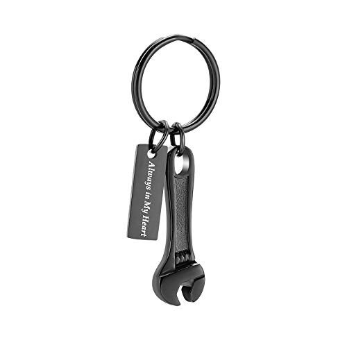 shajwo Cremation Jewelry Wrench Urn Keychain for Ashes Memorial Keepsake Urns for Human Ashes Keyring,Keychain-Black（1.25“0.39”） - Image 1