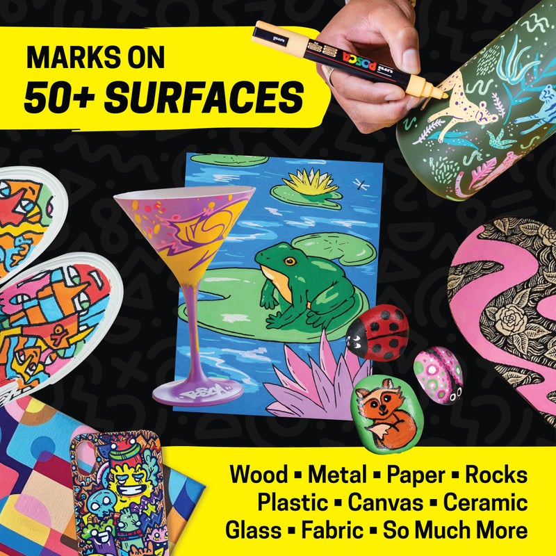 Posca Exclusive 3M and 5M Paint Markers Gift Set of 22 with Carrying Case, Great for Kids and Adults, Acrylic Art Markers for Coloring Canvas, Wood, Glass and Metal - Image 3