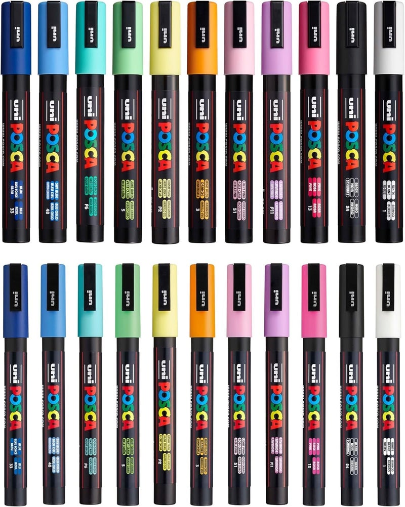 Posca Exclusive 3M and 5M Paint Markers Gift Set of 22 with Carrying Case, Great for Kids and Adults, Acrylic Art Markers for Coloring Canvas, Wood, Glass and Metal - Image 4