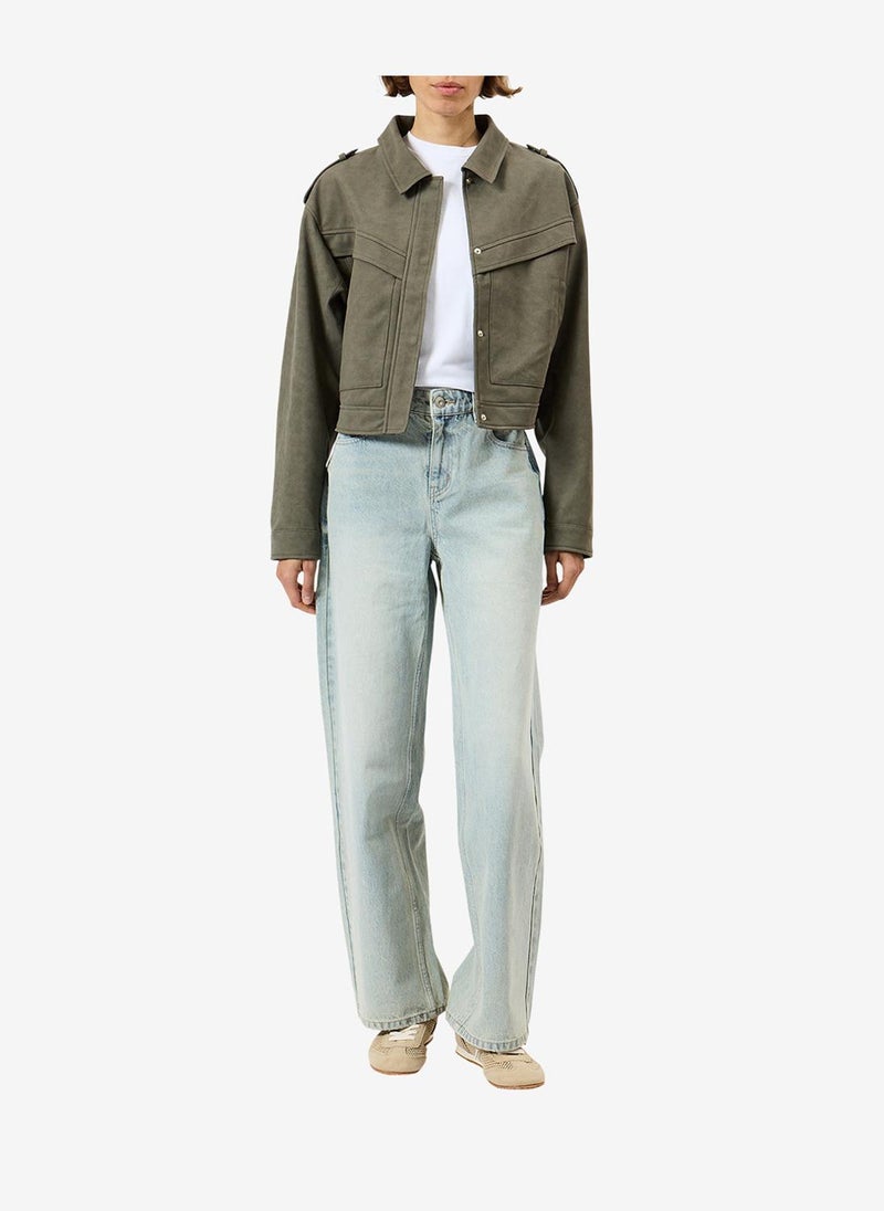 French Connection Women's Vintage Khaki Larissa Faux Suede Bomber - Image 5