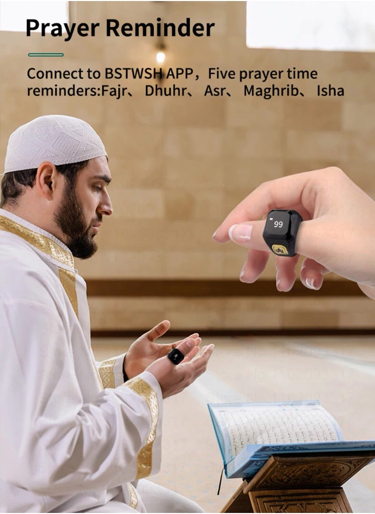 BSTWSH 20mm Smart Alloy Tasbih Ring, with Bluetooth Connection for Exclusive BSTWSH App, Vibration Reminder, Tasbeeh Counter and 5 Daily Prayer Reminders - pzsku/ZF02C003E6EA11F476651Z/45/_/1721481497/1646676e-fdc2-42b7-b376-f56c5349c792