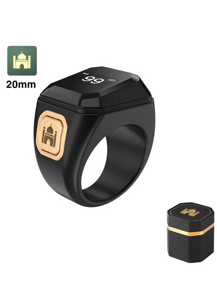 BSTWSH BSTWSH 20mm Smart Alloy Tasbih Ring, with Bluetooth Connection for Exclusive BSTWSH App, Vibration Reminder, Tasbeeh Counter and 5 Daily Prayer Reminders  - Image 1