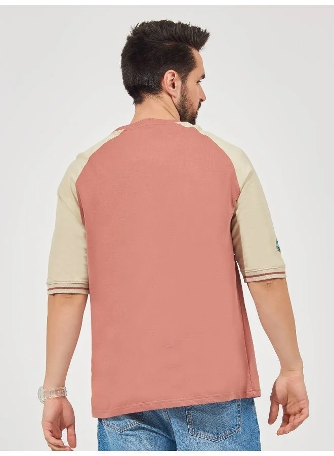 Maniac Maniac Mens Printed Round Neck Raglan Sleeve Onion Cotton T-Shirt