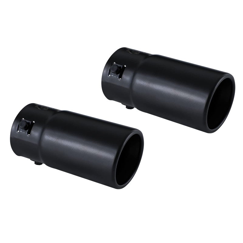 Pack of 2 Black Exhaust tip Fit 175 to 25 Inch Exhaust Tail Pipe Diameter Black Coated Stainless Steel Car Muffler Tips